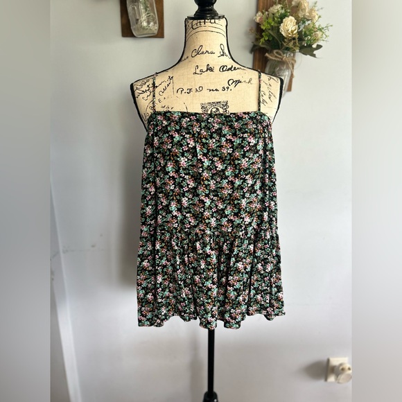 Easel floral print top prairie chic bohemian western adjustable strap - Picture 1 of 10